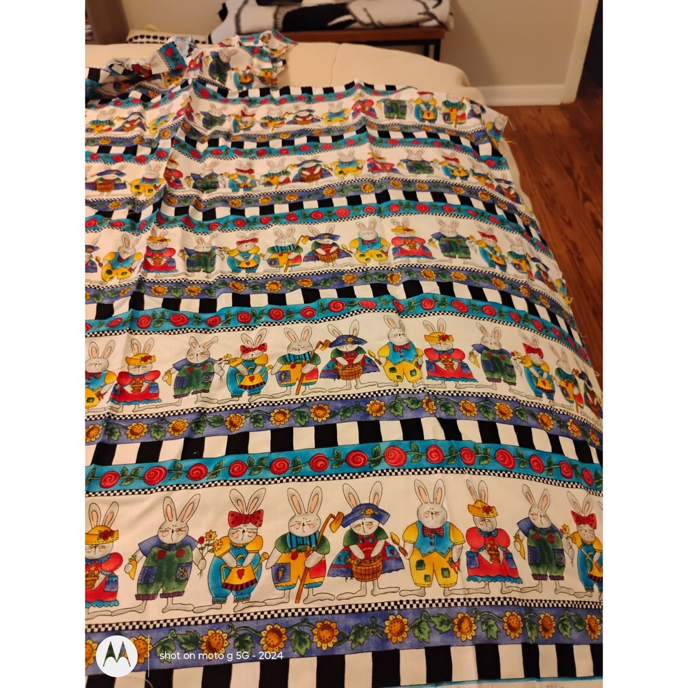 Kari Pearson SSI KP Kids & Co Bunny Rabbit Sunflower Cotton Fabric Remnant